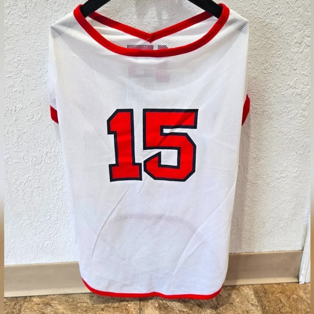 3/$20 Dog Basketball Football Jersey Shirt Large White Red #15